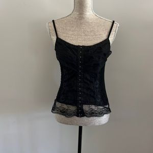 Lace corset looking tank size small/medium with hook and eye closers in front.